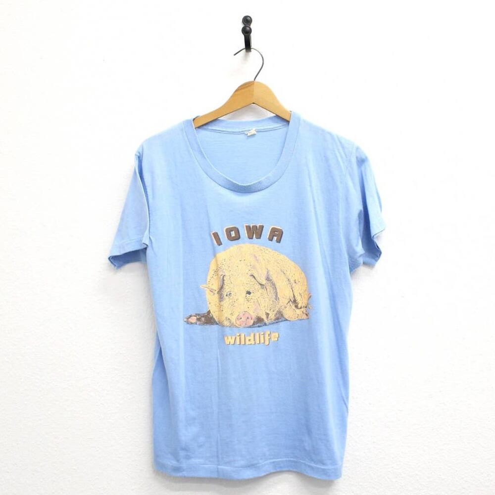Vintage Iowa Wildlife Pig T Shirt Large